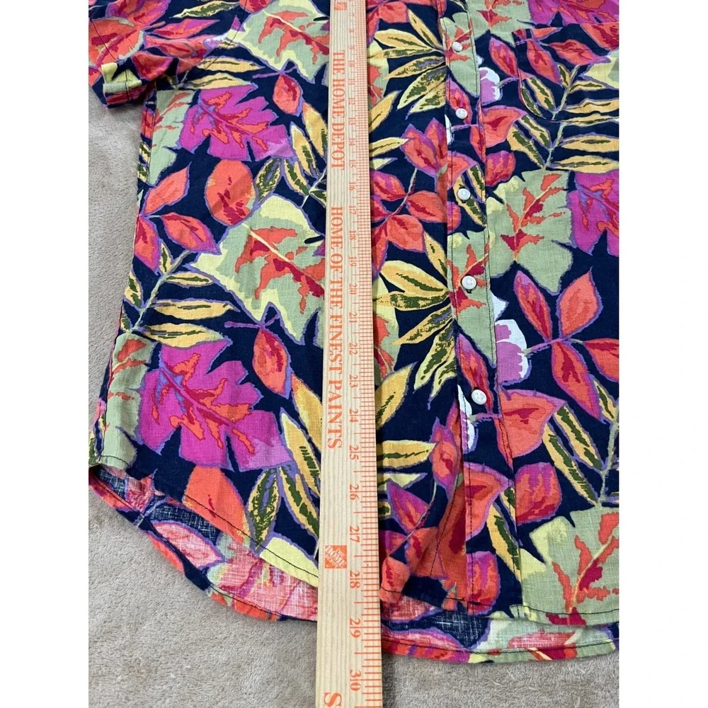 J.Crew Classic shirt Mens M Floral Print Linen Short Sleeve‎ Button Down EUC